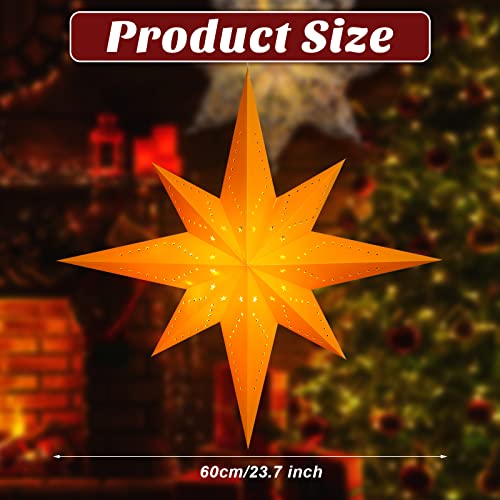 Lanterne de Noël en papier à 8 branches étoiles dorées 60 cm