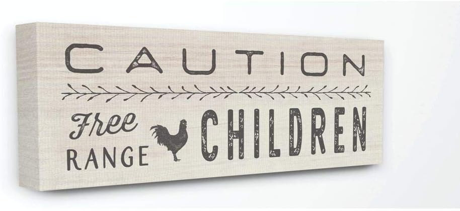 The Stupell Home Décor Collection Caution Free Range Children Canvas Wall Art, 17x40, Multi-Color