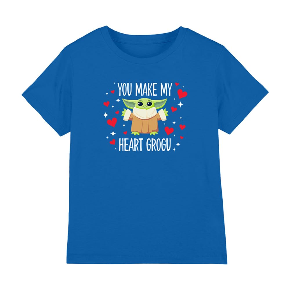 Star Wars You Make My Heart Grogu Kids T Shirt, Royal, 12-13Y