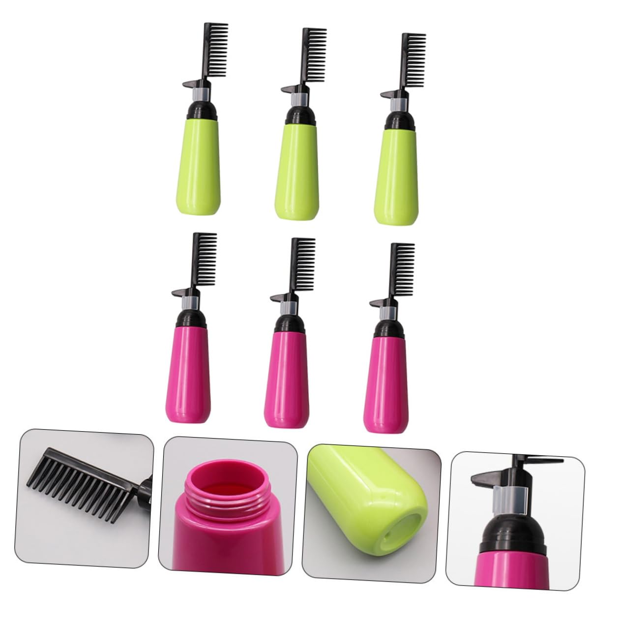 6pcs Hair Dye Bottles Root Comb Applicators Salon Hair Dye Bottle Random Color