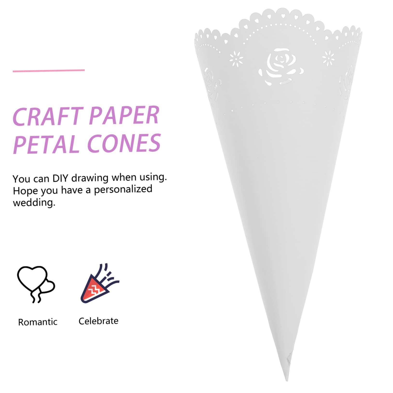 HOODANCOS Diy Paper Cones 20pcs Craft Paper Petal Holders for Vintage Wedding Decor