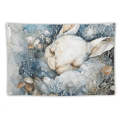 Tenture murale lapin endormi en toile de fond esthétique de salon