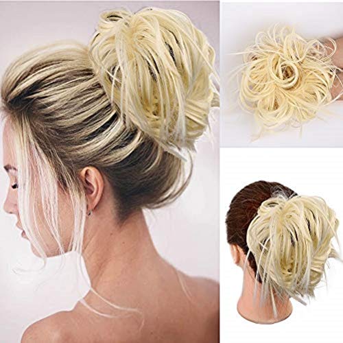 Tousled Updo Messy Bun Hair Piece Hair Extension Ponytail With Elastic Rubber Band Updo Extensions Hairpiece Synthetic Hair Extensions Scrunchies Ponytail Hairpiece for Women(613#)