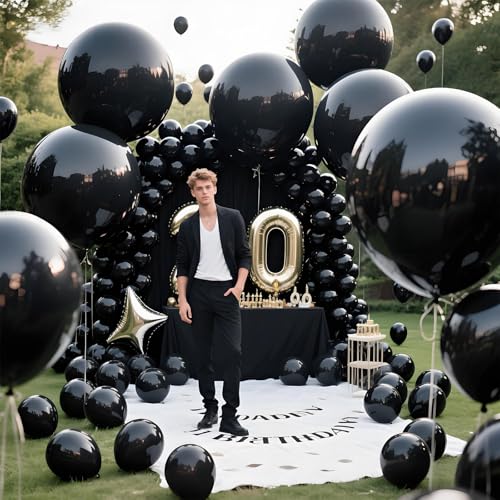 Image of Black Balloons 9pcs 36 Inch Extra Large Big Jumbo Giant Matte Black Latex Helium Balloons for Graduation Halloween New Year Anniversary Birthday Retirement Party Decorations