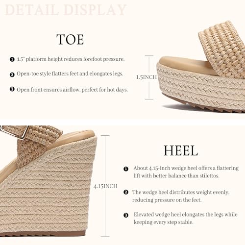 Image of VICKI.VICKI Women's Platform Sandals Wedge Ankle Strap Open Toe Sandals