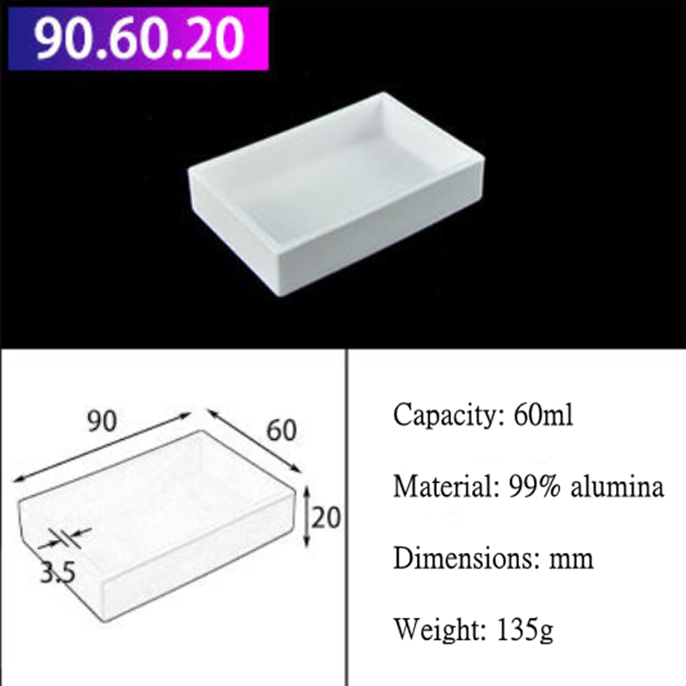 Crisol de alúmina de alta temperatura al 99% for uso en laboratorio, bote de porcelana de 1600 ℃, 1 pieza(90x60x20mm)