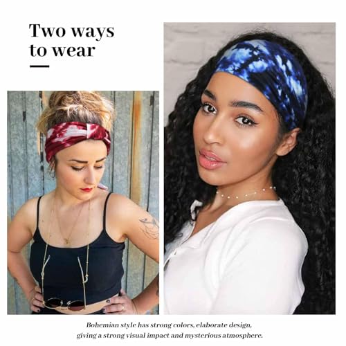 Image of Awumbuk Wide Headbands for Women Knotted No Slip Head Bands Soft Turban Headband Hair Accessories Boho African Solid Color Head Wraps for Women Yoga Workout (Purple)