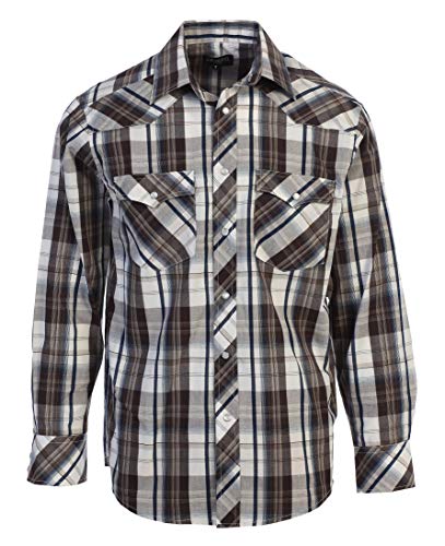 Image of Gioberti Boys Casual Western Plaid Long Sleeve Pearl Snaps Shirt