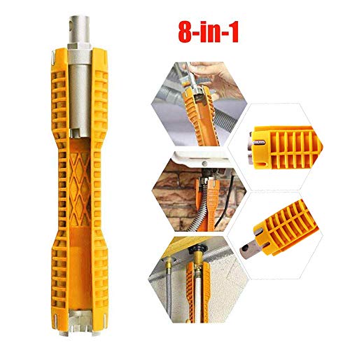 Fortspang Clé à Pipe Multi-usages, Changez L'outil De Robinet Outil de réparation pour Robinet et évier Plombier Clé à Douille Outils de plomberie Clé à Tuyau pour Cuisine (Jaune)