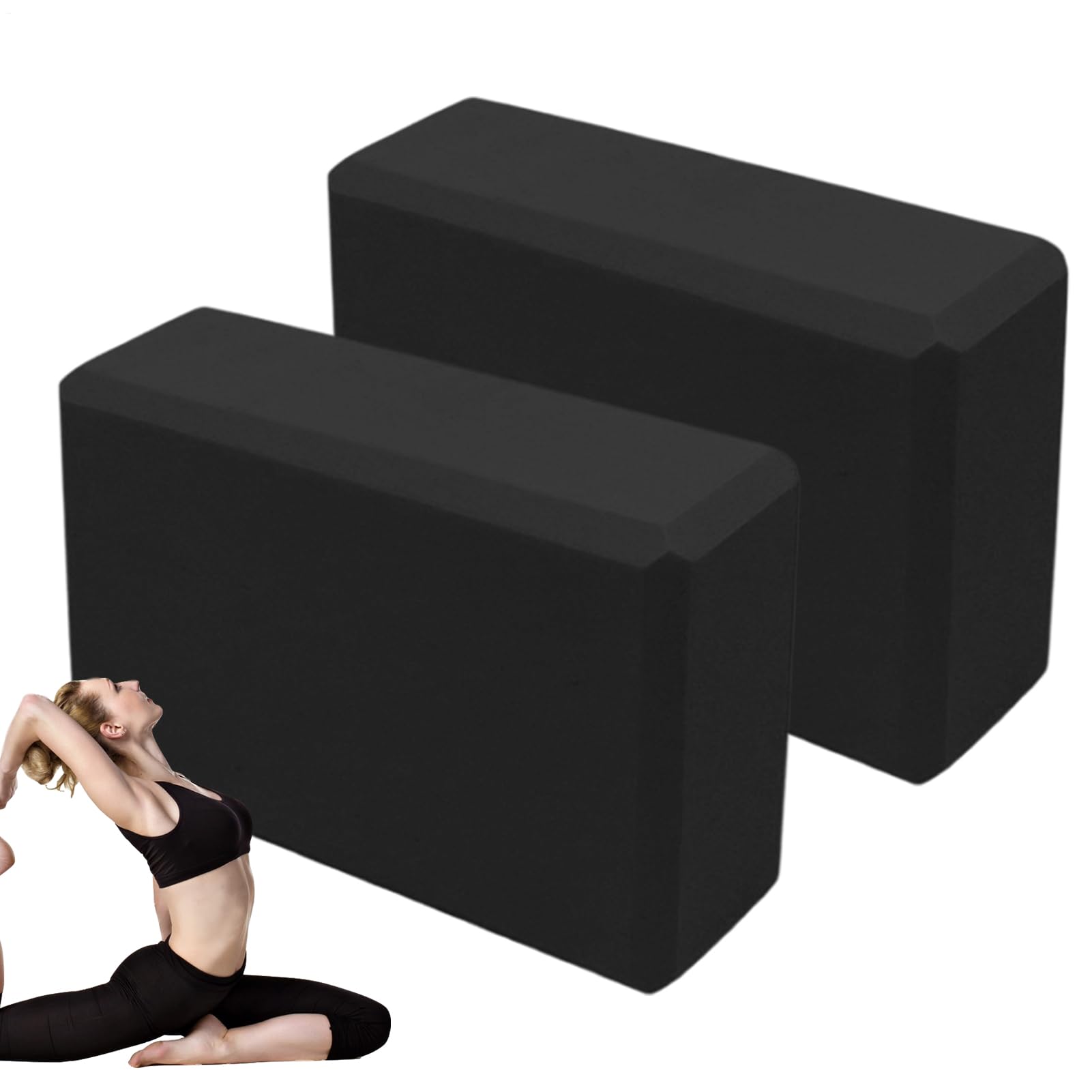 Juego de 2 bloques de yoga de espuma EVA de alta densidad, antideslizantes y ligeros, 3 x 6 x 9 pulgadas, para yoga, pilates, fitness