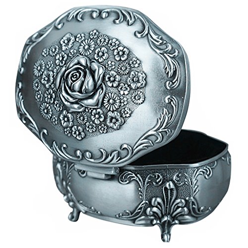 Preisvergleich Produktbild Unendlich U Retro Rose Gravur Damen Schmuckschatulle Ellipsoid Schmuckkasten Schmuckkoffer Schmuckkästchen Schmuckbox Schmuckdose