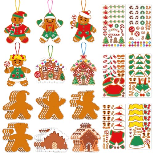 MUNSKT 24 Juegos De Artesanías De Pan De Jengibre DIY Creatividad Infantil, Juegos De Artesanías Infantiles De Fiestas Navideñas Infantiles Actividades Grupales Fiesta Colgante