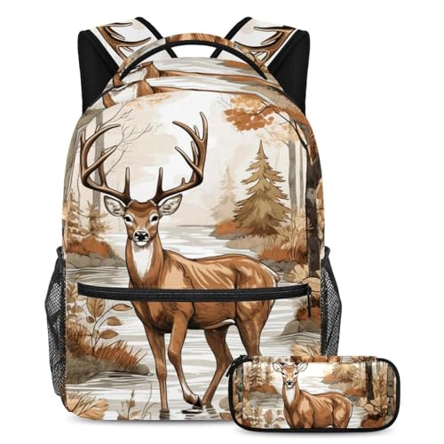 Sacs à dos de jour pour enfants avec motif cerf multicolore pour une rentrée joyeuse