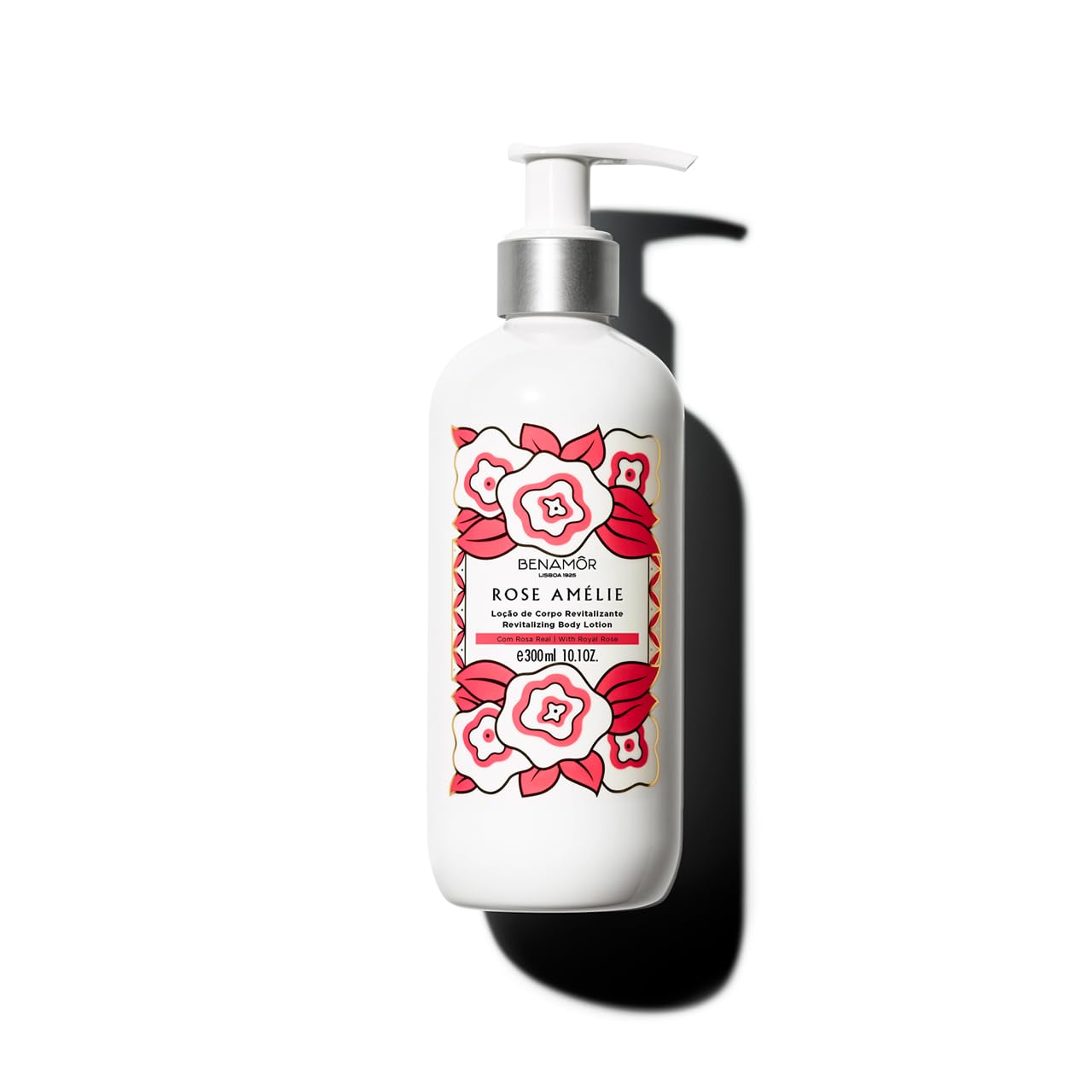 Benamôr - Rose Amélie Body Liquid Lotion - witalizujący balsam do ciała z ekologicznym olejkiem arganowym i ekstraktem z róż, delikatny zapach róży - balsam do ciała bez parabenów - dozownik 300 ml
