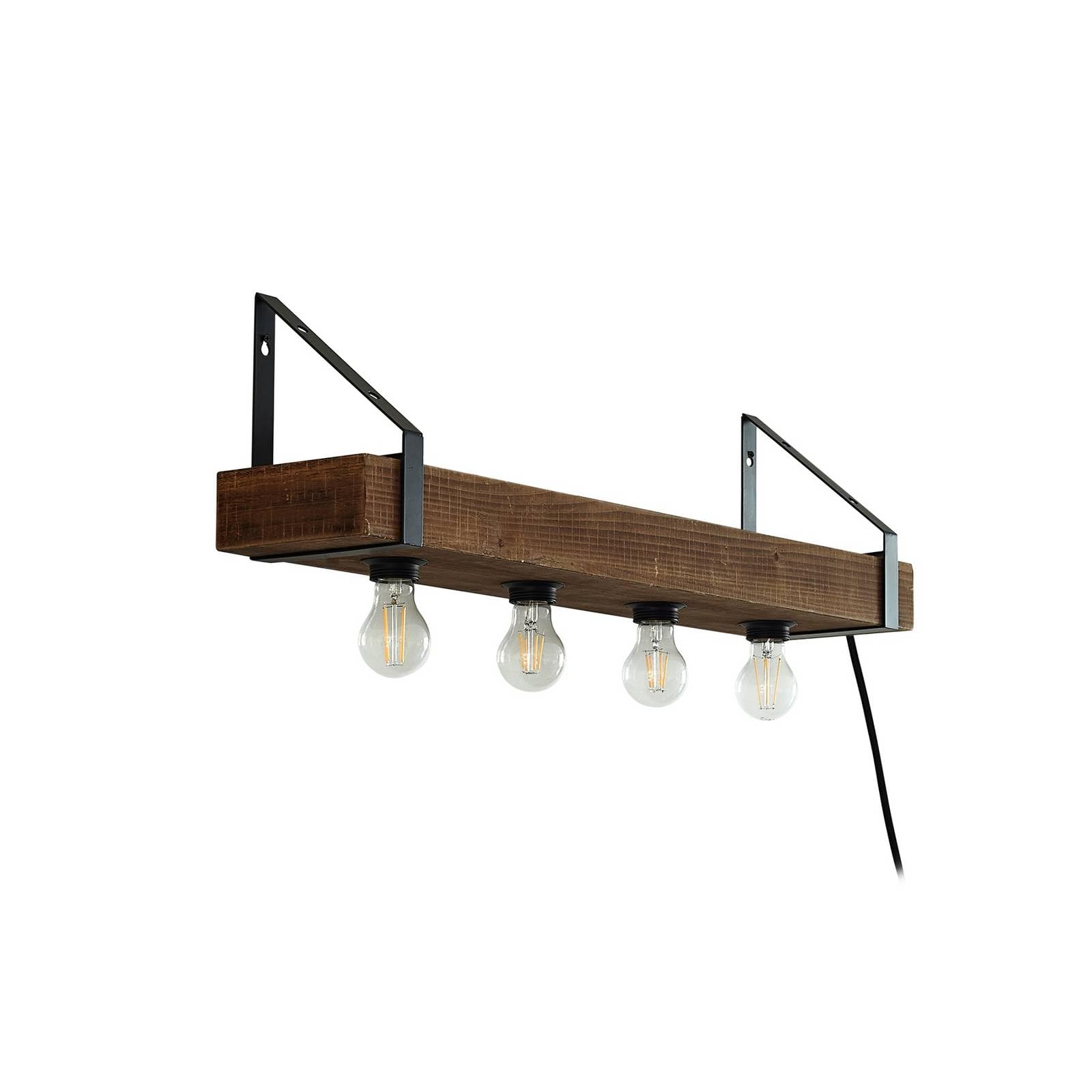 Lindby Applique Murale Vatana avec une connexion USB à intensité variable (Traditionnel) en Marron Bois e. a. pour Salon & Salle manger (à 4 lampes, E27) Lampe Eclairage