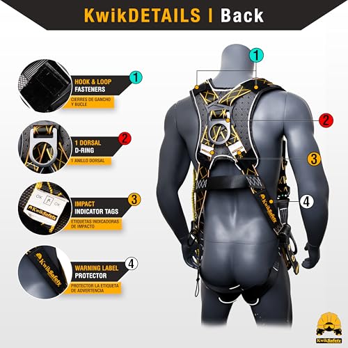 Image of KwikSafety - Charlotte, NC - SUPERCELL Safety Harness [3 D-RINGS] Full Body Safety Harness Fall Protection Kit ANSI OSHA