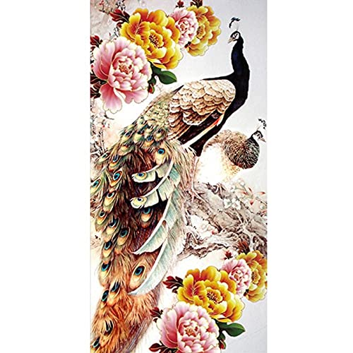 Kit Peinture Diamant Fleur de Paon 50x100cm pour Transformer la Décoration de Votre Salon