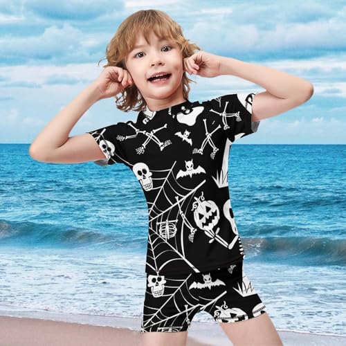 Happy Halloween White ElementsChildren's Swimsuits Boys Two Piece Suit8-10Y（130cm）3