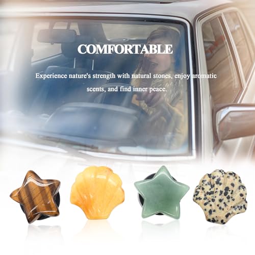 Image of ORIESSE Boho Car Vent Clips,4pcs Beach Car Decor Air Freshener Diffuser Vent Clips,Pentagram Stars Seashell Natural Stone Decoations for Women,Best Wishes for Lover and Friend