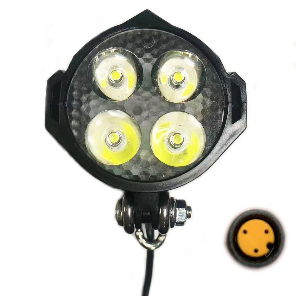 NULKOMMA Ebike Headlight 36V-48V Super Bright LED Light for Electric Bike Scooter Mountain Bike Light for Night Riding Waterproof (3-pin female)