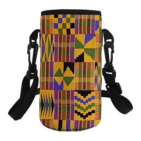 Pizding African Tribal Aztec Neoprene Water Bottle Carrier Holder Bag Case Pouch Cover with Adjustable Shoulder Strap Bottle Accessories Trendy for Women Fit Stainless Steel/Glass/Plastic Bottles Cover