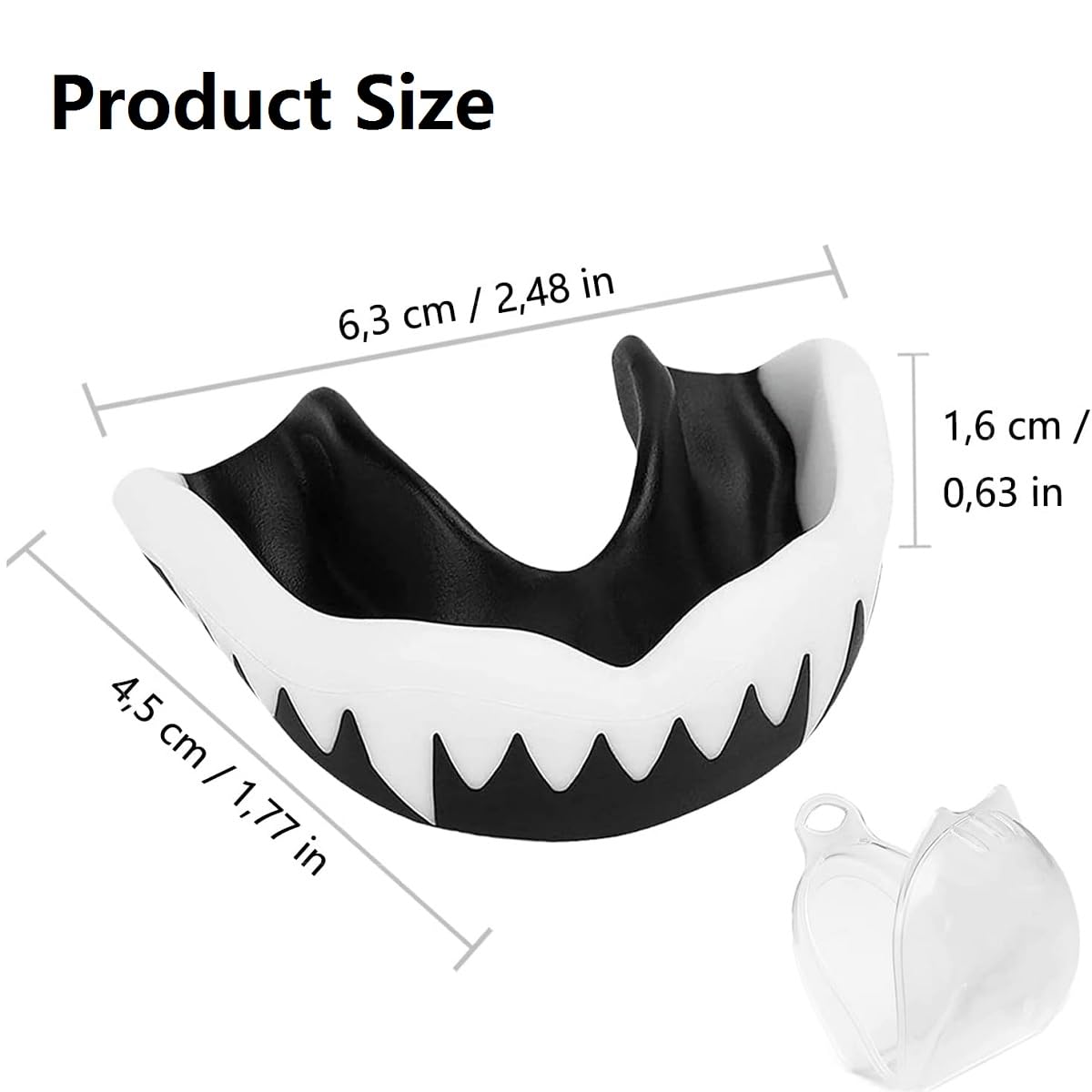 Protege Dents Boxe, Protège-Dents Sport, Gouttière Coque Dentaire Protège Dent, Protege Dents Boxe Confortable avec Boîte Protection Intégrale pour Tous Les Sports (Noir-blanc, bleu-blanc) - 3
