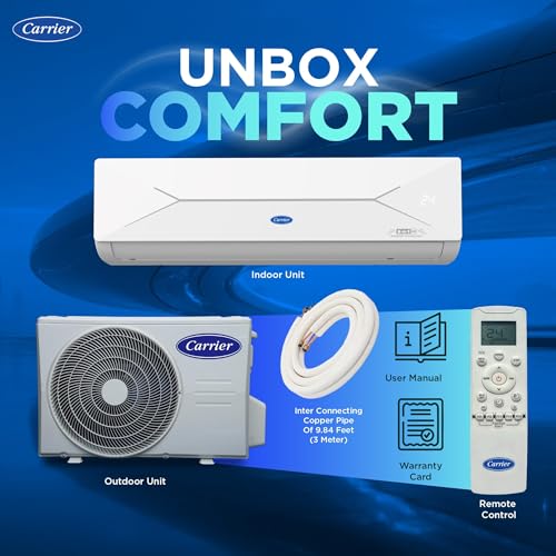 Image of Carrier 1 Ton 5 Star, New Star rated, Wi-Fi Smart Flexicool Inverter Split AC (Copper, Convertible 6-in-1 with Wi-Fi with Geo-Fencing,Smart Energy Display, ESTER EDGE Gxi WiFi-CAI12EE5R36W0, White)