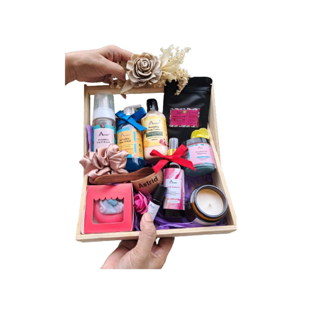 Astrid aromatherapy Mother's day hamper, Wellness box, Spa in a box, For her, For him| Gift box | Care package | Luxury bath and body hamper, No Parabens and sulphate, All skin type-image-48
