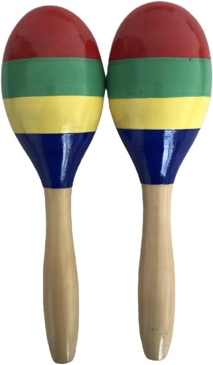 maracas, Wooden Sand Hammer Rumba Shakers Rattles Sand Hammer Percussion Instrument,for music event(Stripe M8)