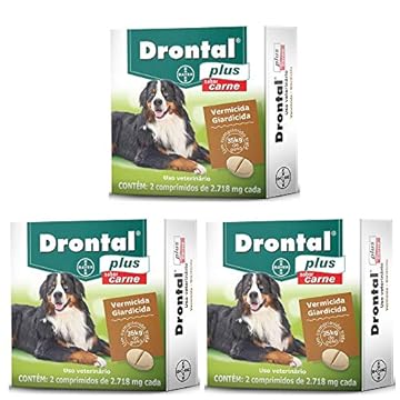 Combo 3un Drontal Plus 35kg Sabor Carne 2 Comp