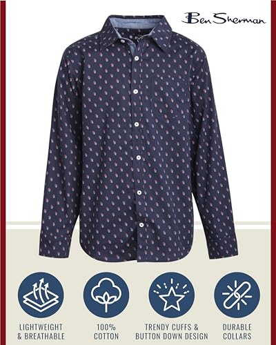 Ben Sherman Boys' Dress Shirts - 2 Pack Long Sleeve Button Down Shirts with Chest Pocket - Collared Shirts for Boys (8-18)2
