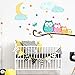 Stickers muraux enfants - Decoration chambre bébé - Stickers muraux enfant - Sticker mural scandinave - Autocollant mural Hiboux en Famille - H35 x L80 cm
