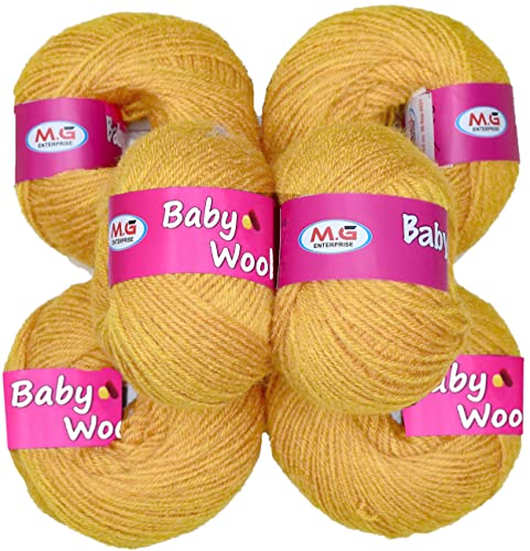 Image of Vard hman 100% Acrylic Wool Mustard (8 pc) Baby Wool Wool Ball Hand Knitting Wool /Art Craft Soft Fingering Crochet Hook Yarn, Needle Knitting Yarn Thread Dye Q IPF