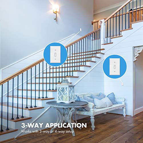 Enerlites 4-Way Toggle Light Switch, Four Way, Side Wiring, Copper Wire Only, Grounding Screw, Residential Grade, 15A 125Vac 60Hz,Ul Listed, 84150-W, White #TOP4