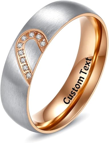 Miniatura 2 de Anillos de corazón para él y ella a juego para parejas, parejas, parejas, parejas, juego de anillos de amor para mujeres, hombres, mujeres, hombres,