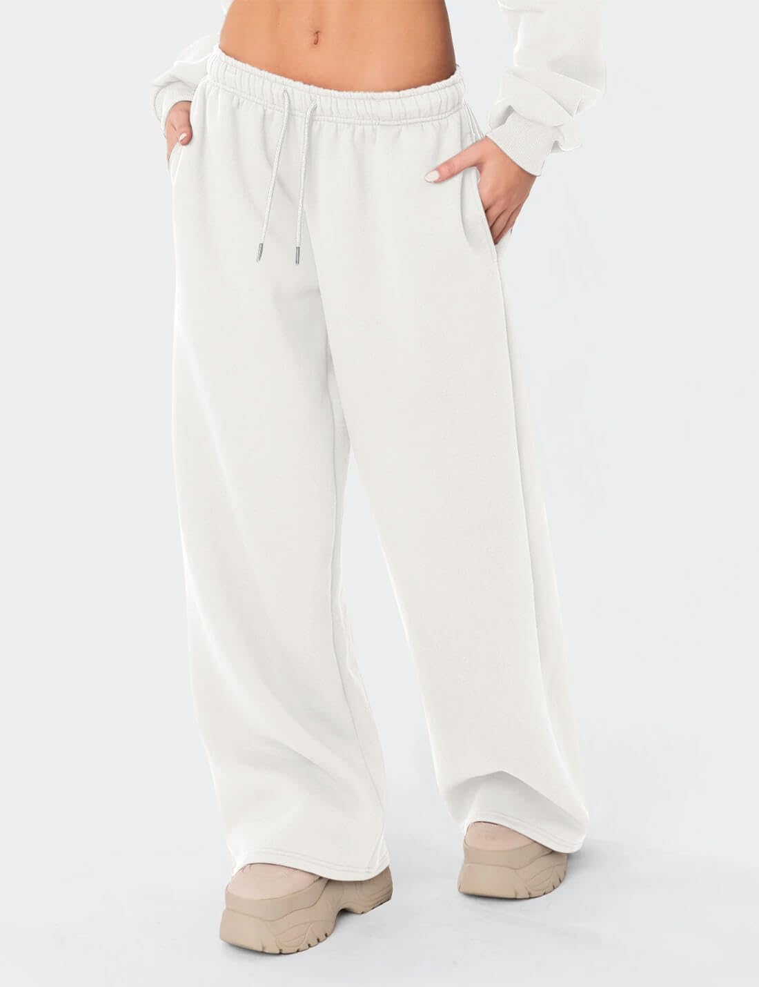 Ugerlov Wide Leg Sweatpants Women 2026 Trendy Fleece Lined Baggy Sweat Pants Athletic Lounge Sweatpant with Pockets - Image 3