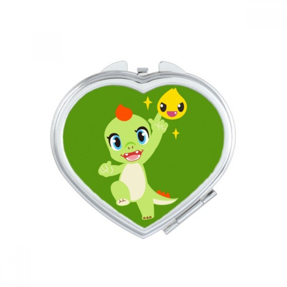Miroir de Maquillage Portable Dinosaure Coeur Rose pour Retouches Journalières