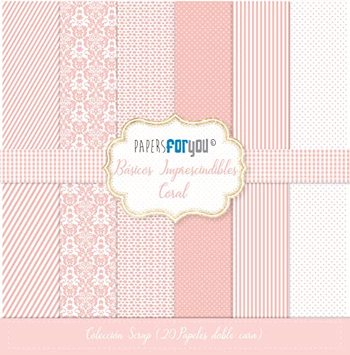 Kit papier scrapbooking corail double face 20 cm pour loisirs créatifs