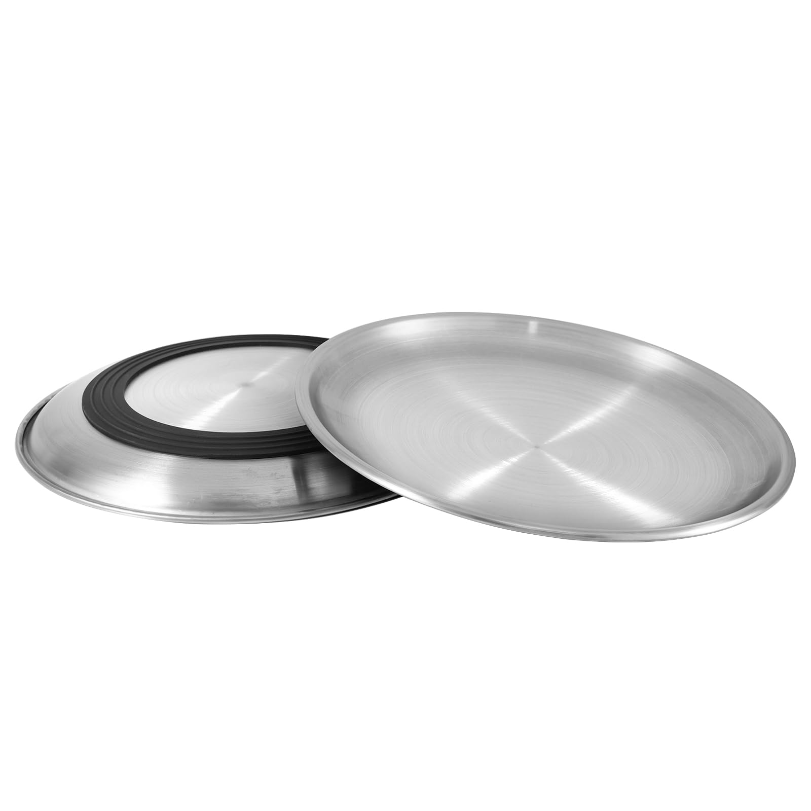 2 Piezas Cuencos Planos para Gatos de Acero Inoxidable,17CM Comedero Plano para Gato con Base Antideslizante,Platos Anchos Aptos para Gatos para Perros Pequeños,Gatos (Plata)