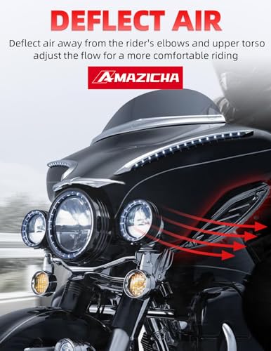 Image of Amazicha Black Adjustable Air Deflector Kit Side Wing Deflectors Fairing Air Deflector Compatible for Harley Touring Street Glide, Electra Glide, Trike, Ultra Classic, CVO 1996-2013