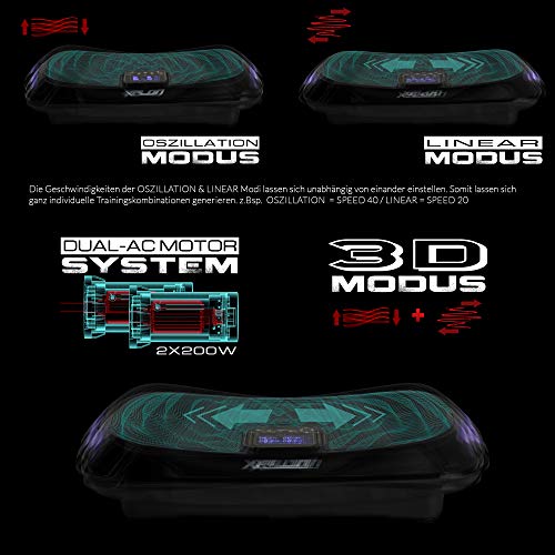 XPLON Vibrationsplatte 3D VX5 Vibration Platte Leistungsstark mit 2 leisen AC Motoren Curved Design Trainingsbänder… – Bild 3