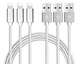Boxbeen Lightning Cable, 3Pack 3FT,3FT,3FT,Certified Nylon Braided Cord iPhone Cable Certified to USB Charging Cable for iPhone 7, 7 Plus, 6S, 6+, SE, 5S, 5, iPad Air/Mini, iPod Nano 7 (Silver)