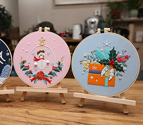 Image of Gogobear Christmas Gift Pattern Home Tabletop Wall Decor Adult Beginner Handmade Embroidery Material Kits