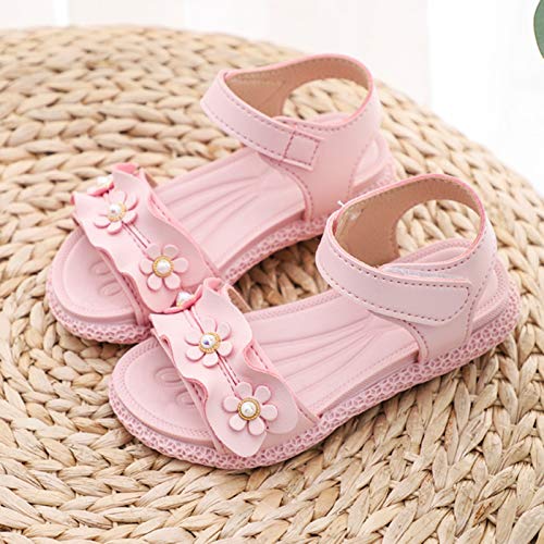 Girls Sandals Shoes Pearl Soles Soft Princess Girls Casual Lace Non-Slip Baby Sandals Baby Shoes (Pink, 12 Little Kid)4