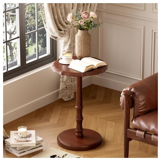 Solid Wood Round Pedestal Accent Table
