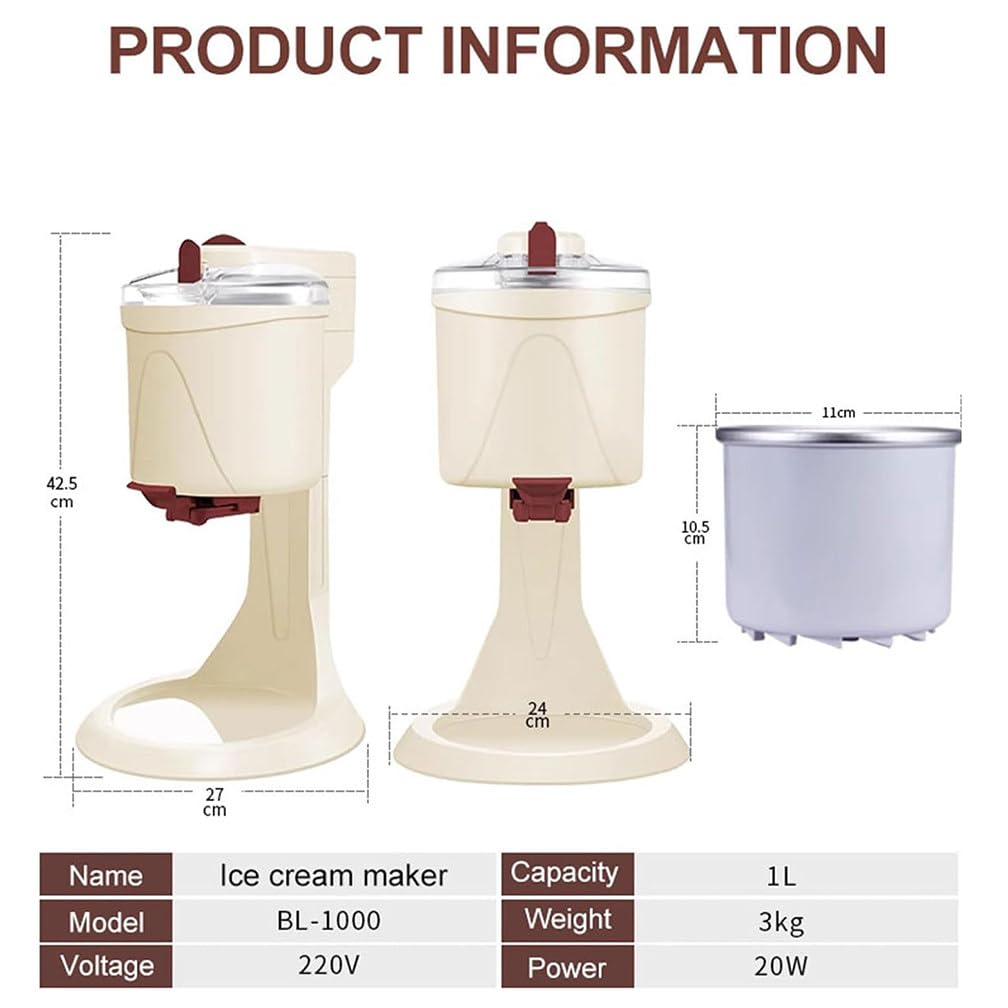 Eismaschine, Klein EIS Maschine für Eiscreme und Sorbet, EIS selber Machen mit Eismaschine, Ice Cream Maker Home DIY Kitchen