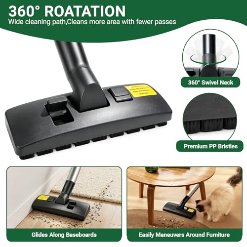 Image of EZ SPARES 1-1 /4 inch Vacuum Floor Brush,Compatible with Hoover, Eureka, Rainbow, Shop Vac, Bissell, Kenmore & Most Brands,2-in-1 Flip Brush for Hardwood & Carpet Cleaning Head,for Home, Includes Adapter