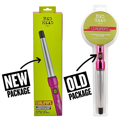 Image of Bed Head Curlipops 1 inch Tourmaline Ceramic Tapered Styling Iron | Clamp-Free Tapered Curling Wand | for Curls and Waves (1 Inch)