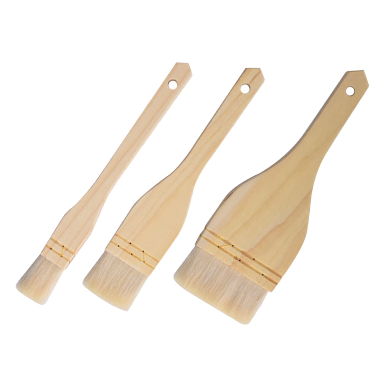 Toddmomy 3 Stück Backpinsel mit Naturborsten aus Wolle Ölpinsel für Grill und Gebäck Vielseitiger Küchenpinsel zum Backen und Grillen mit Aufhängung Hitzebeständig