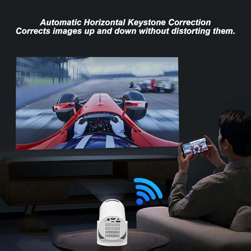 Mini Proiettore, Piccolo Proiettore 1080P, Proiettore di Film Portatile da Esterno per Telefono Android TV Stick Laptop HDMI USB, 270 Regolabile, Correzione Trapezio Automatica